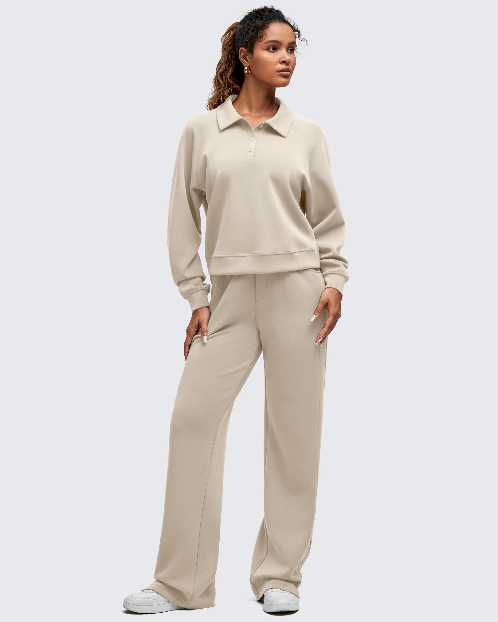 G4Free - Smoofit Polo Pullover Button Up Sweatshirts -GF25F540FF-XS