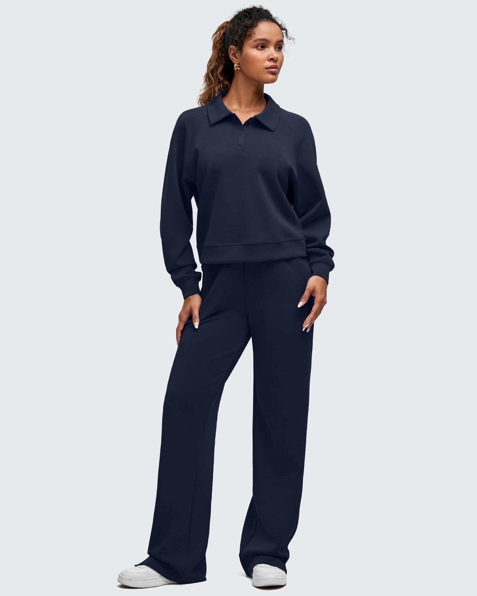 G4Free - Smoofit Polo Pullover Button Up Sweatshirts -GF25F540FF-XS