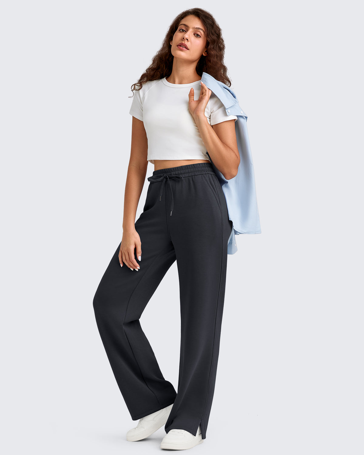 G4Free - Smoofit Side Slit Drawstring Loose Sweatpants -GF25J491AA-S