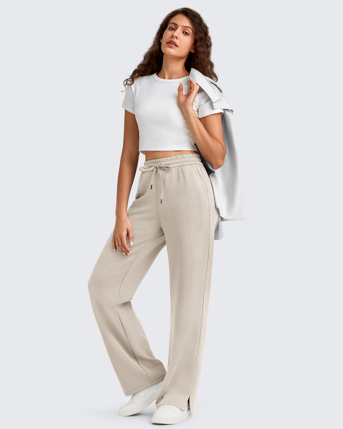 G4Free - Smoofit Side Slit Drawstring Loose Sweatpants -GF25J491AA-S