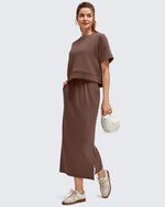 G4Free - Smoofit Side Slits Drawstring Long Skirts -GF25S465CA-S