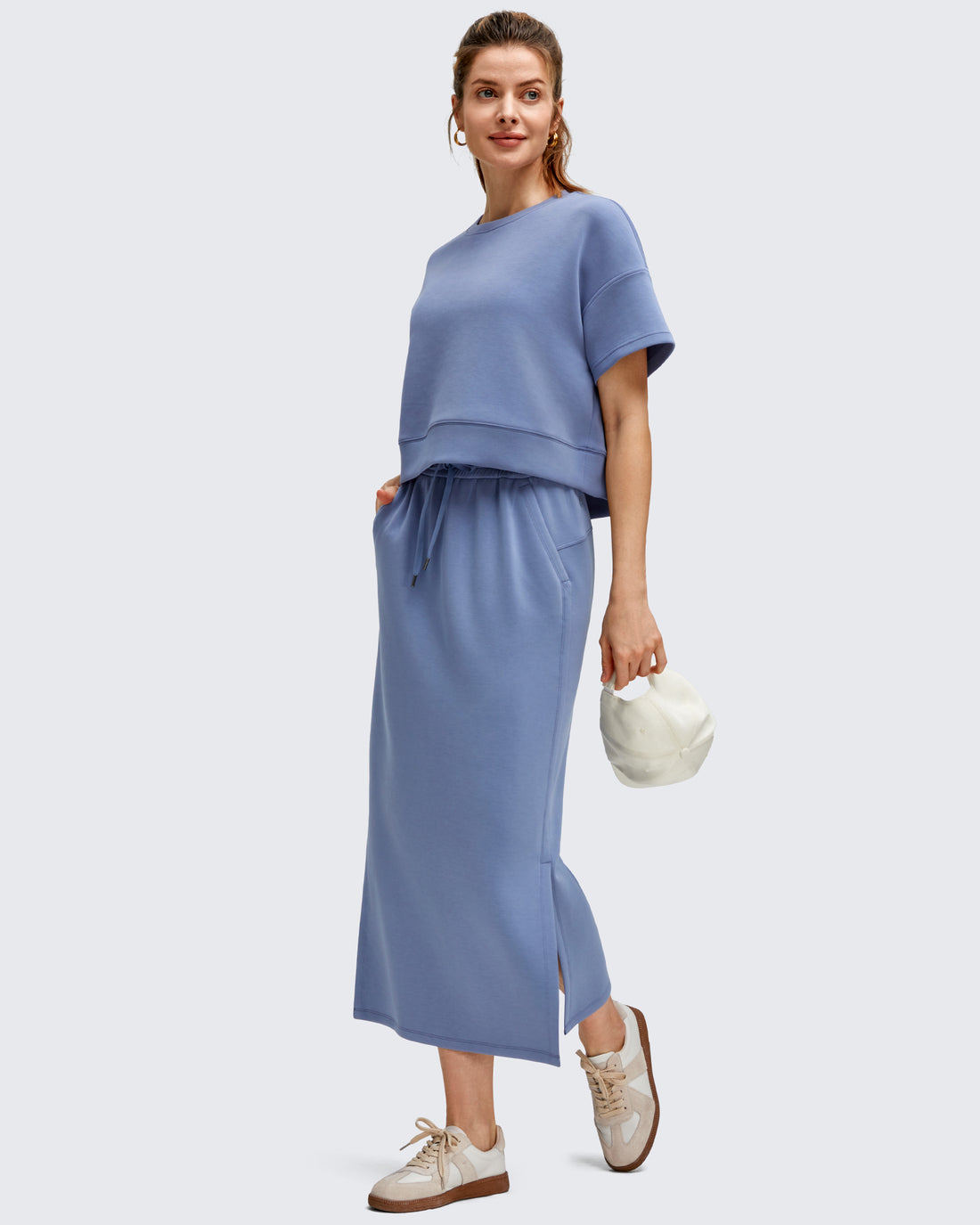 G4Free - Smoofit Side Slits Drawstring Long Skirts -GF25S465EA-S