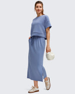 G4Free - Smoofit Side Slits Drawstring Long Skirts -GF25S465EA-S