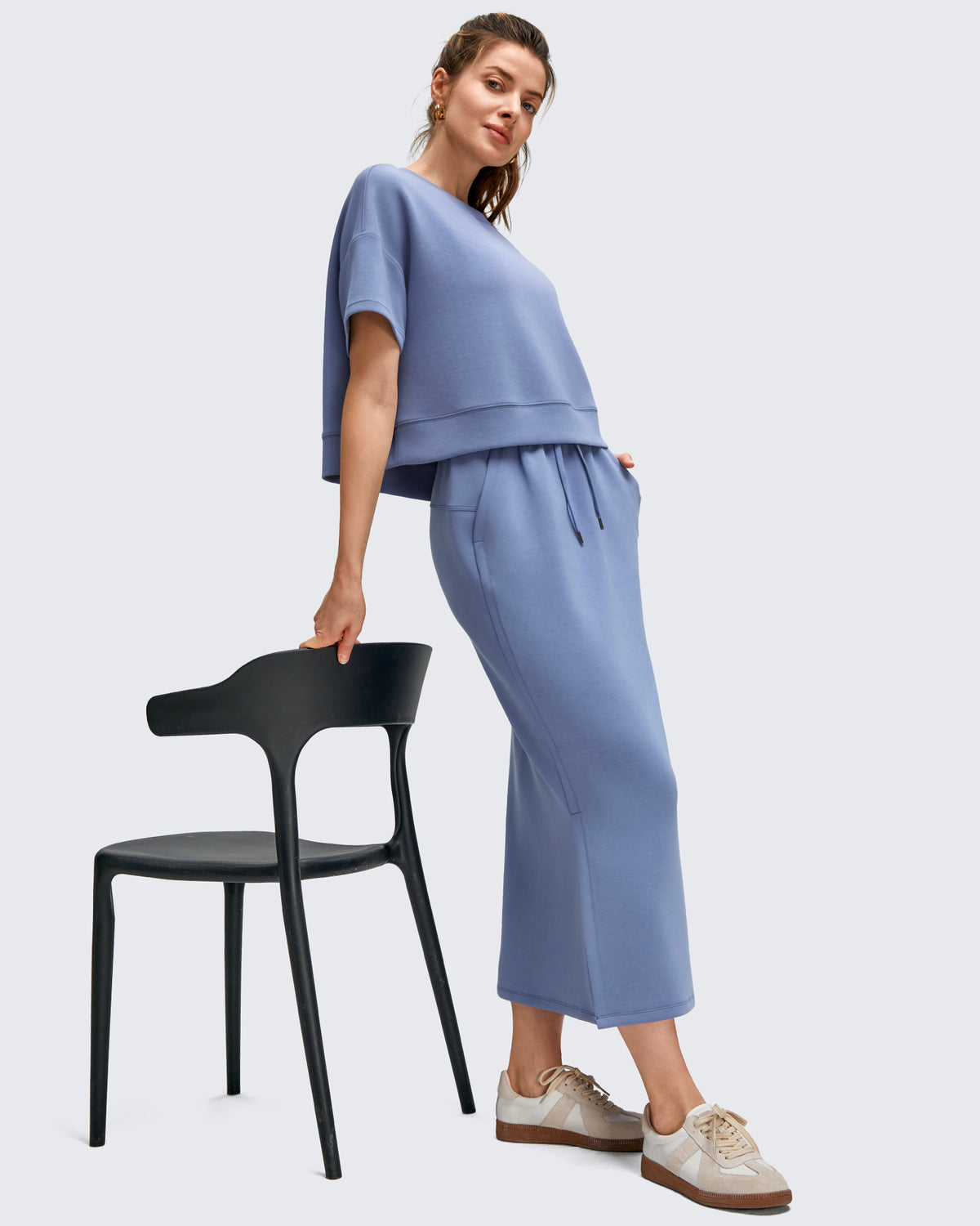 G4Free - Smoofit Side Slits Drawstring Long Skirts -GF25S465EA-S