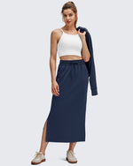 G4Free - Smoofit Side Slits Drawstring Long Skirts -GF25S465EA-S