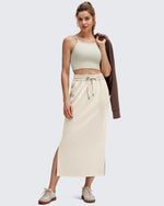G4Free - Smoofit Side Slits Drawstring Long Skirts -GF25S465EA-S