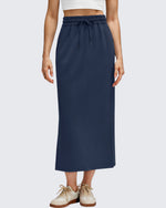 G4Free - Smoofit Side Slits Drawstring Long Skirts -GF25S465EA-S