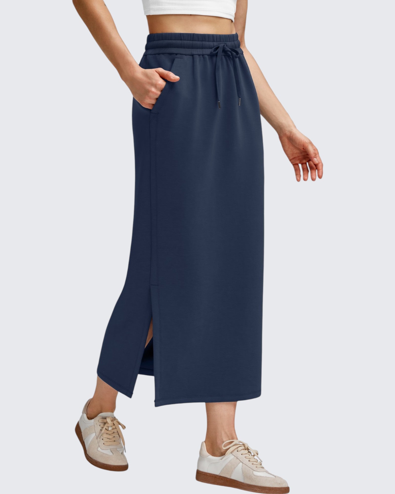 G4Free - Smoofit Side Slits Drawstring Long Skirts -GF25S465EA-S