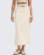 G4Free - Smoofit Side Slits Drawstring Long Skirts -GF25S465EA-S