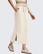 G4Free - Smoofit Side Slits Drawstring Long Skirts -GF25S465EA-S