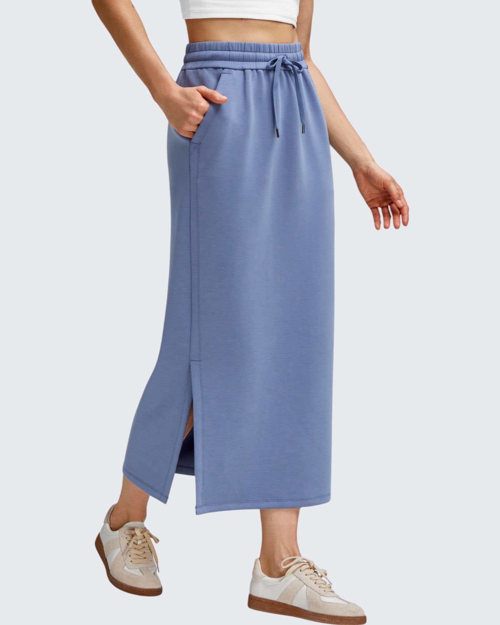 G4Free - Smoofit Side Slits Drawstring Long Skirts -GF25S465EA-S