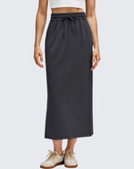 G4Free - Smoofit Side Slits Drawstring Long Skirts -GF25S465EA-S