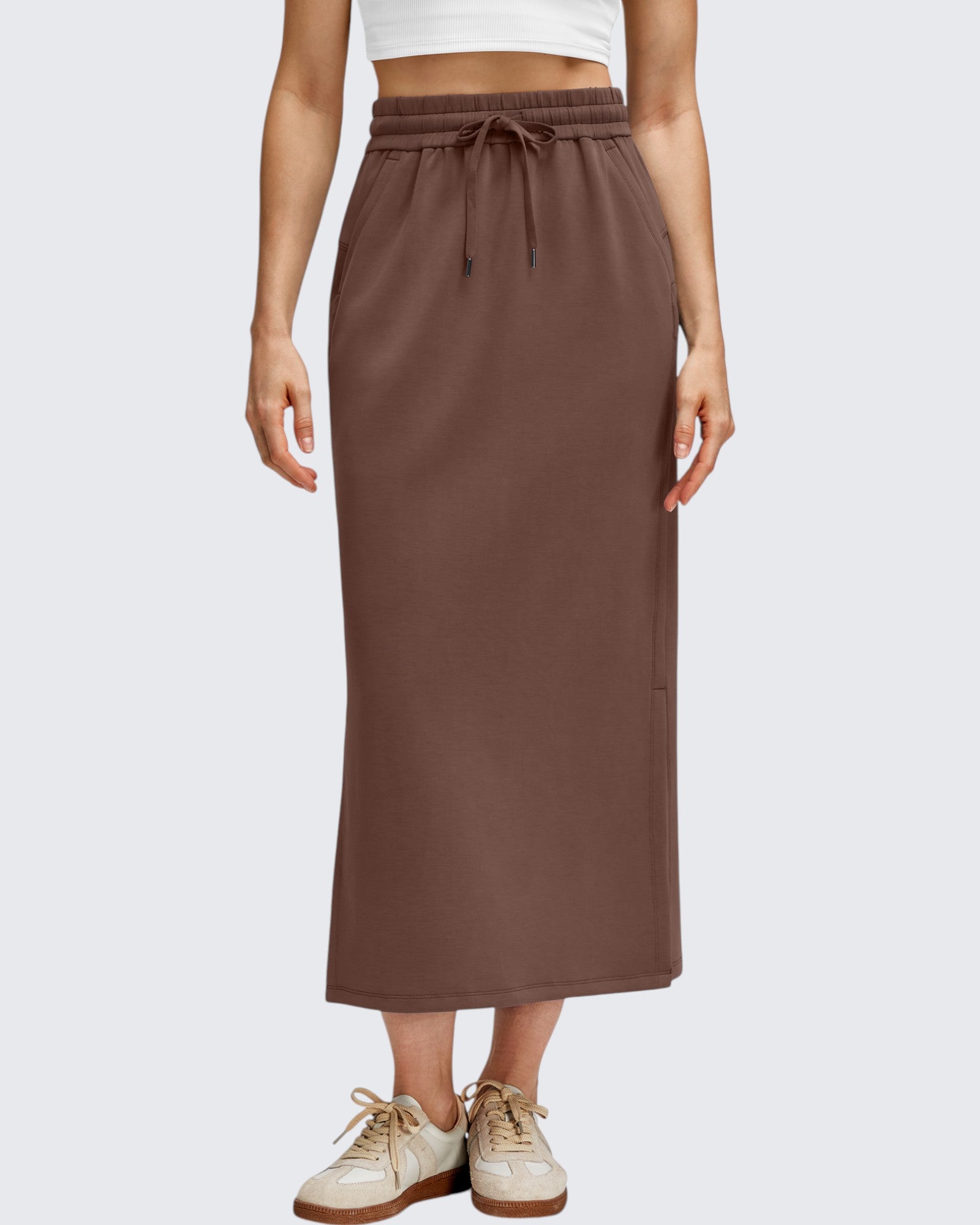 G4Free - Smoofit Side Slits Drawstring Long Skirts -GF25S465EA-S