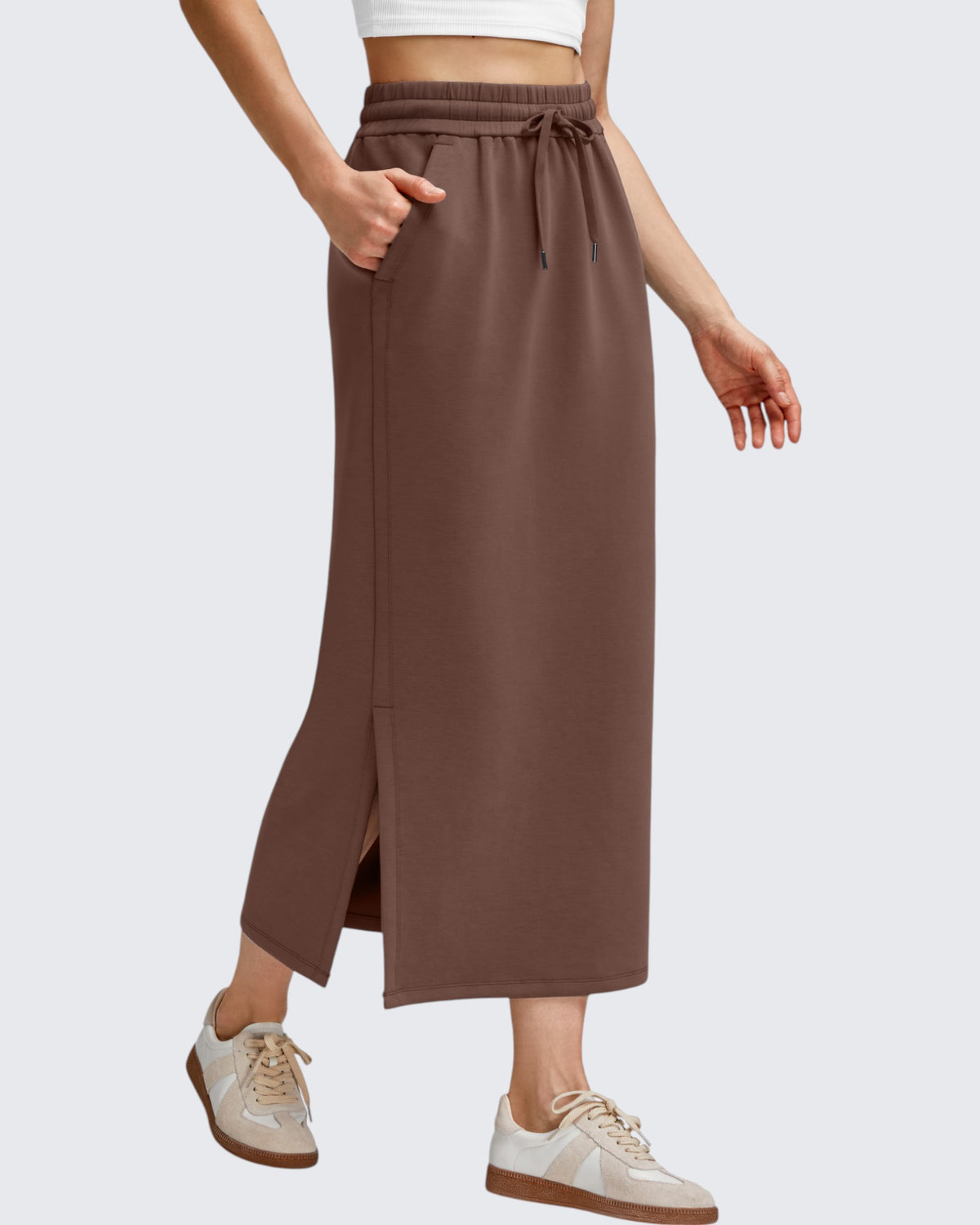 G4Free - Smoofit Side Slits Drawstring Long Skirts -GF25S465EA-S
