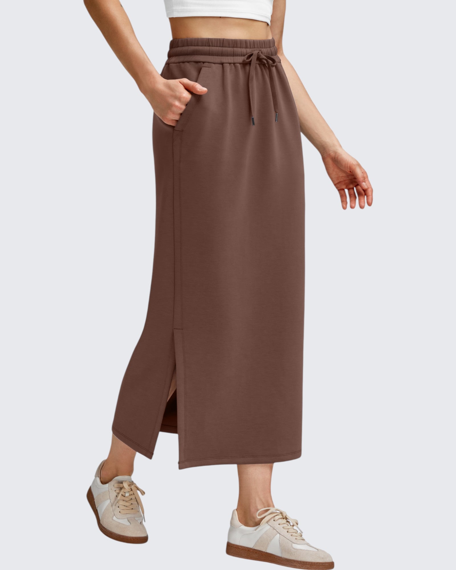 G4Free - Smoofit Side Slits Drawstring Long Skirts -GF25S465EA-S