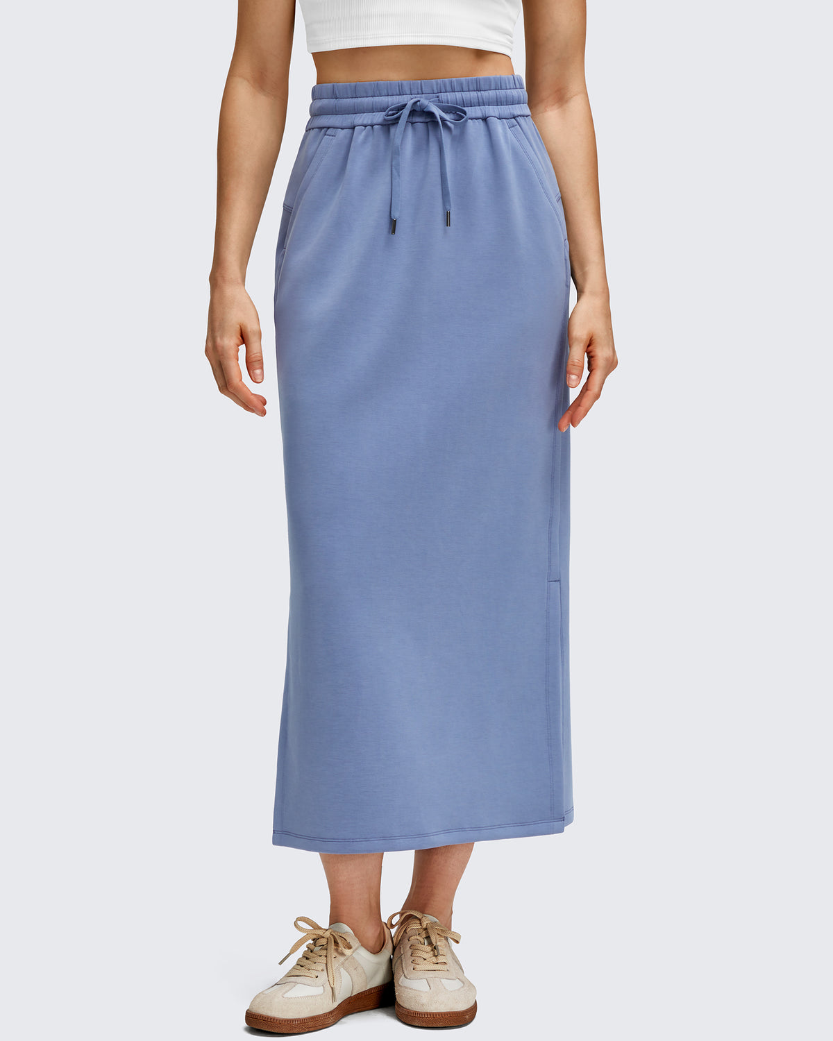 G4Free - Smoofit Side Slits Drawstring Long Skirts -GF25S465EA-S