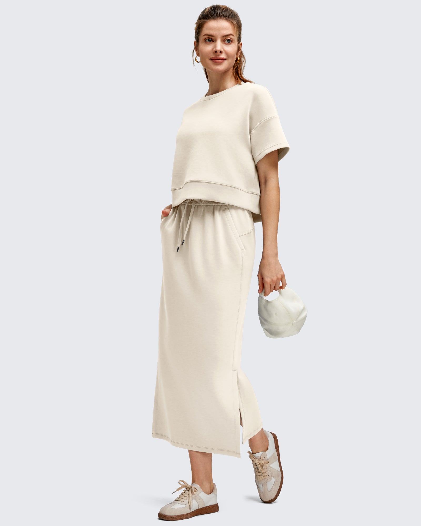 G4Free - Smoofit Side Slits Drawstring Long Skirts -GF25S465FA-S