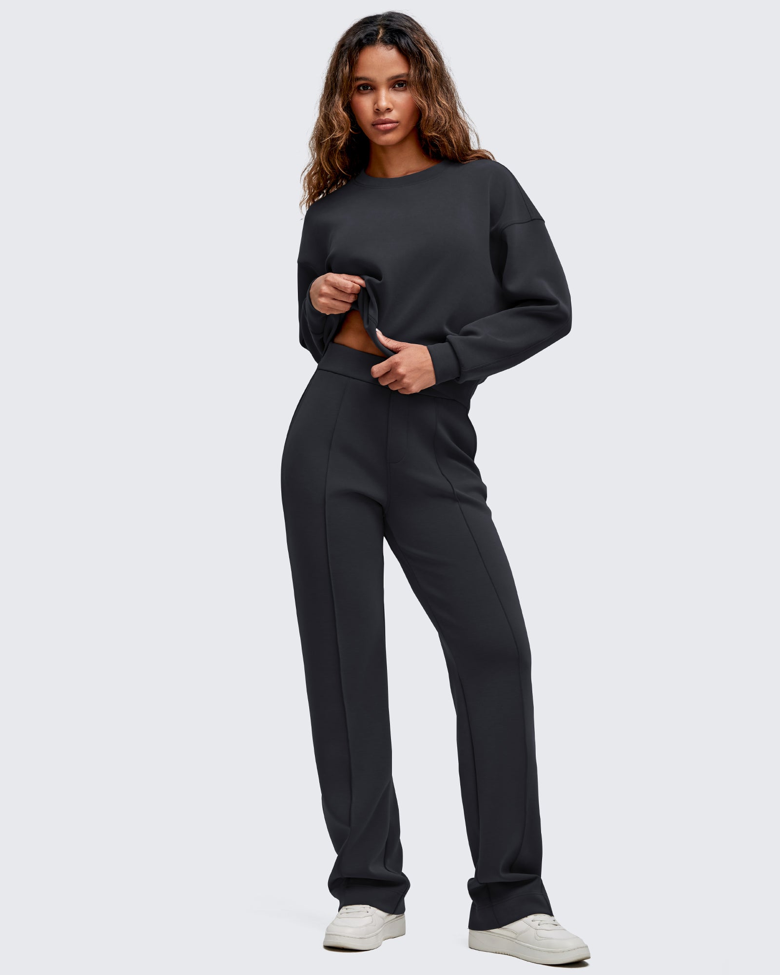 G4Free - Smoofit Straight Leg Elastic High Waist Dress Pants -GF25D584AA-S