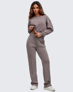 G4Free - Smoofit Straight Leg Elastic High Waist Dress Pants -GF25D584AA-S