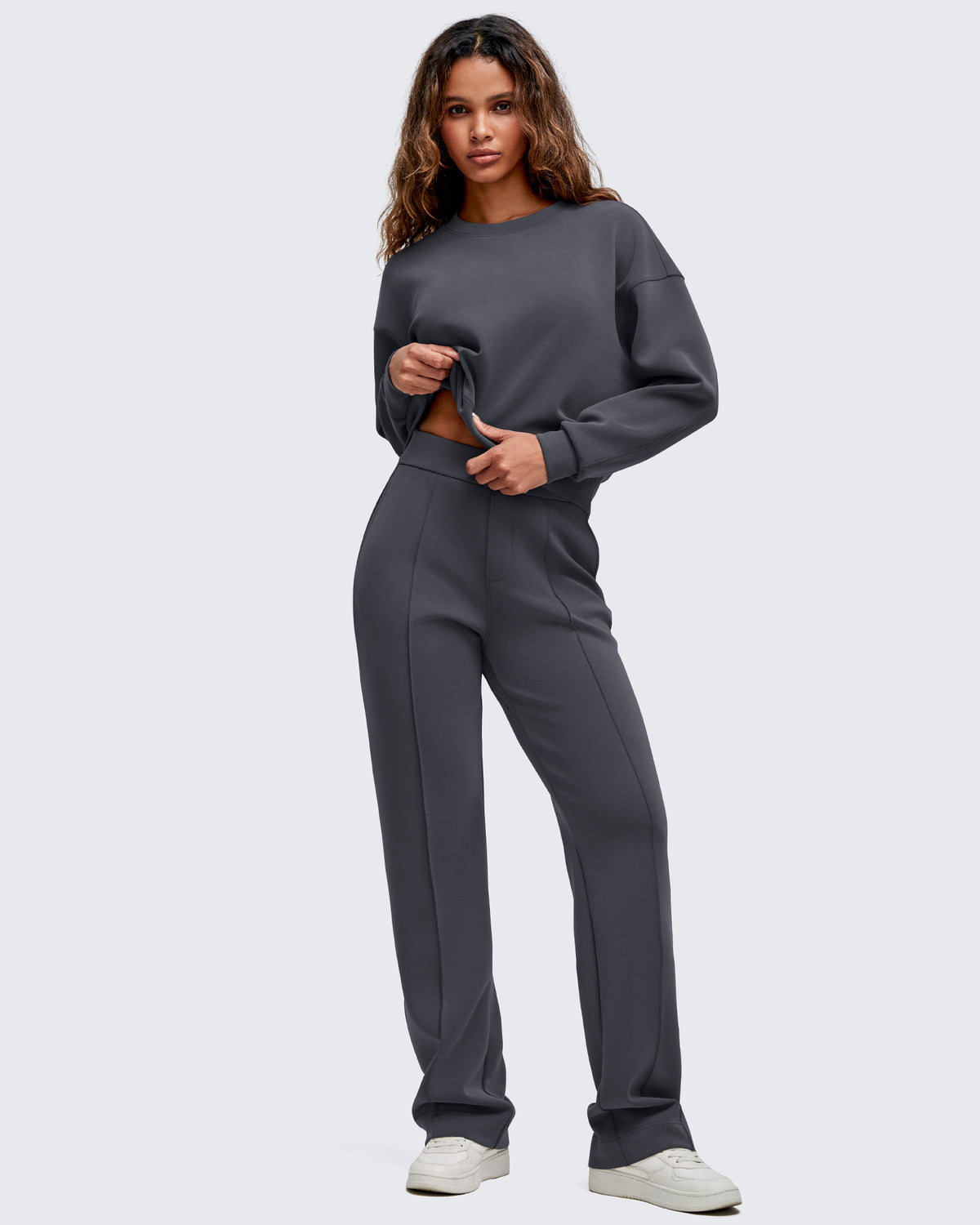 G4Free - Smoofit Straight Leg Elastic High Waist Dress Pants -GF25D584AA-S