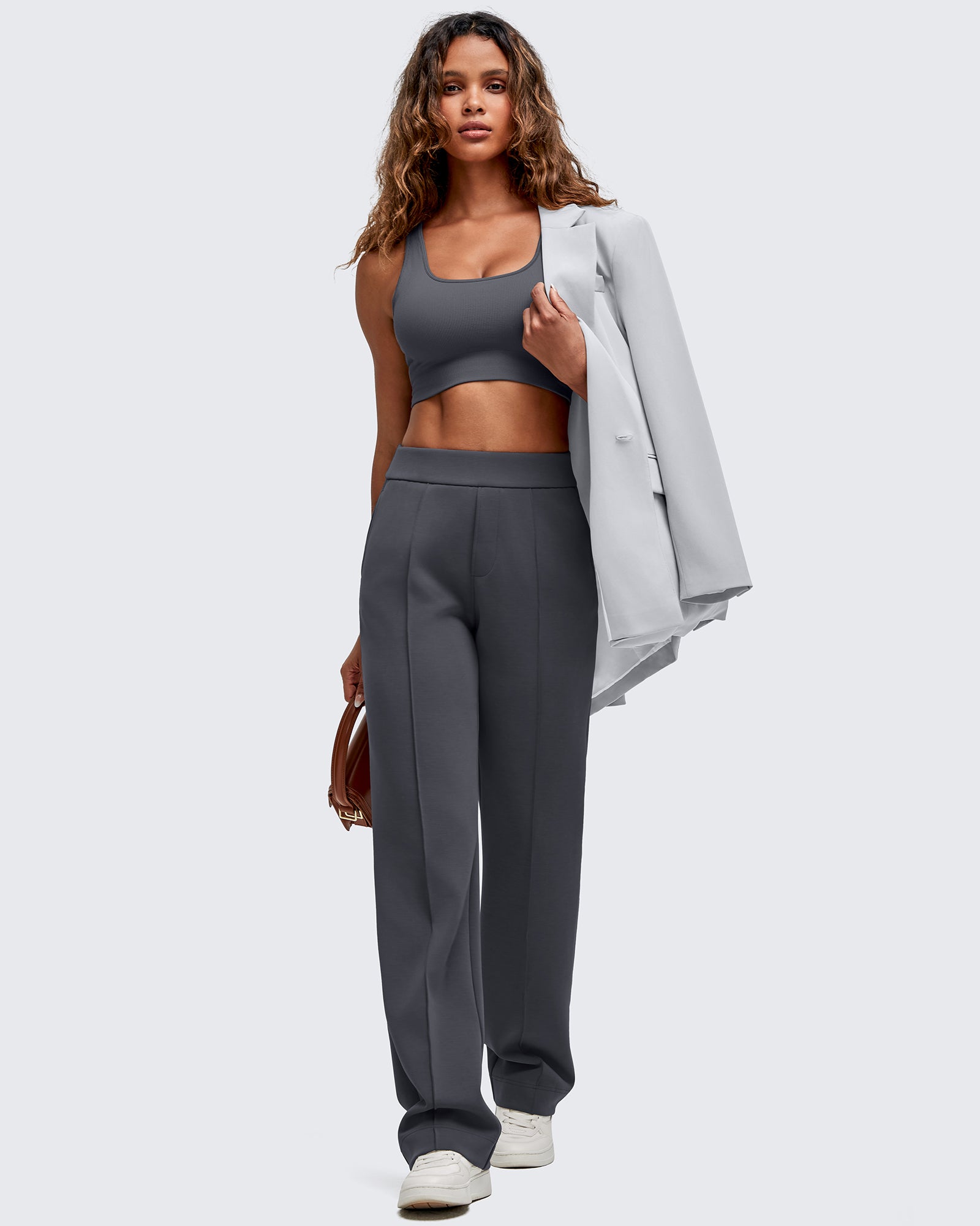 G4Free - Smoofit Straight Leg Elastic High Waist Dress Pants -GF25D584AA-S