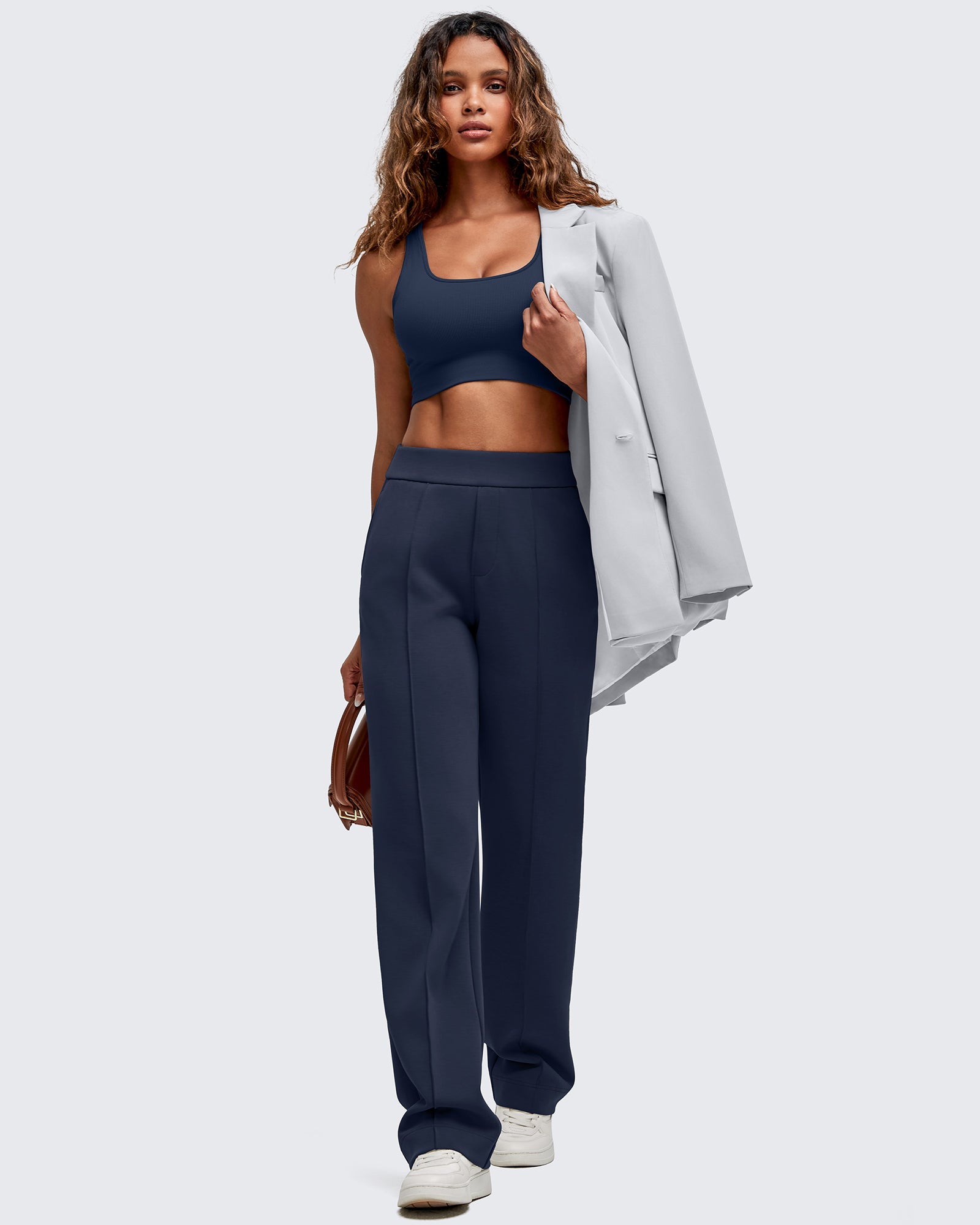 G4Free - Smoofit Straight Leg Elastic High Waist Dress Pants -GF25D584AA-S