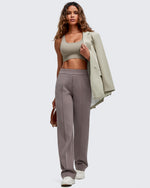 G4Free - Smoofit Straight Leg Elastic High Waist Dress Pants -GF25D584AA-S