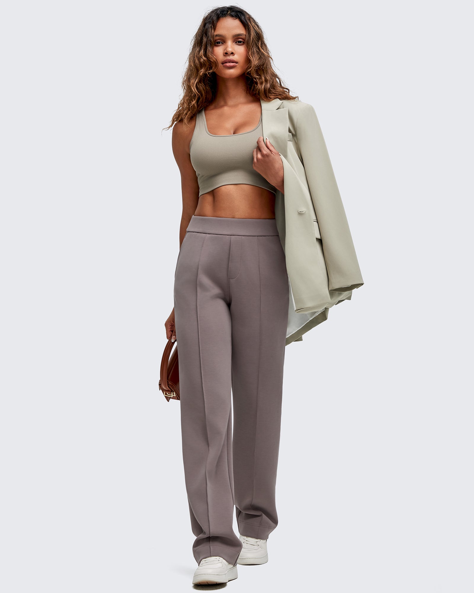 G4Free - Smoofit Straight Leg Elastic High Waist Dress Pants -GF25D584AA-S