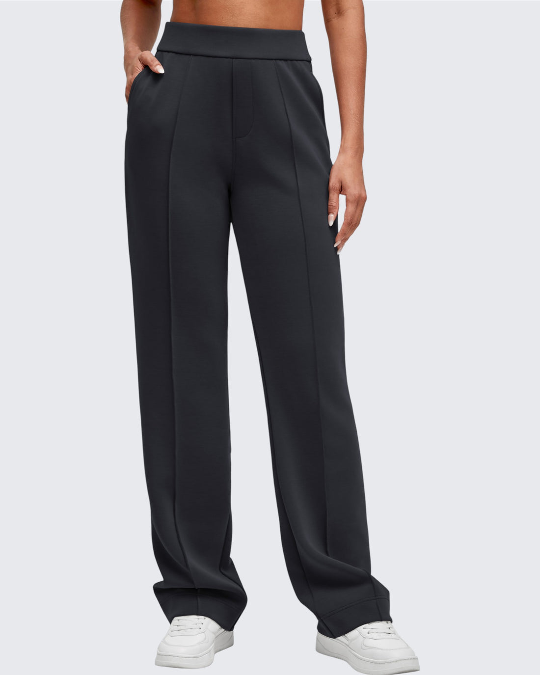 G4Free - Smoofit Straight Leg Elastic High Waist Dress Pants -GF25D584AA-S