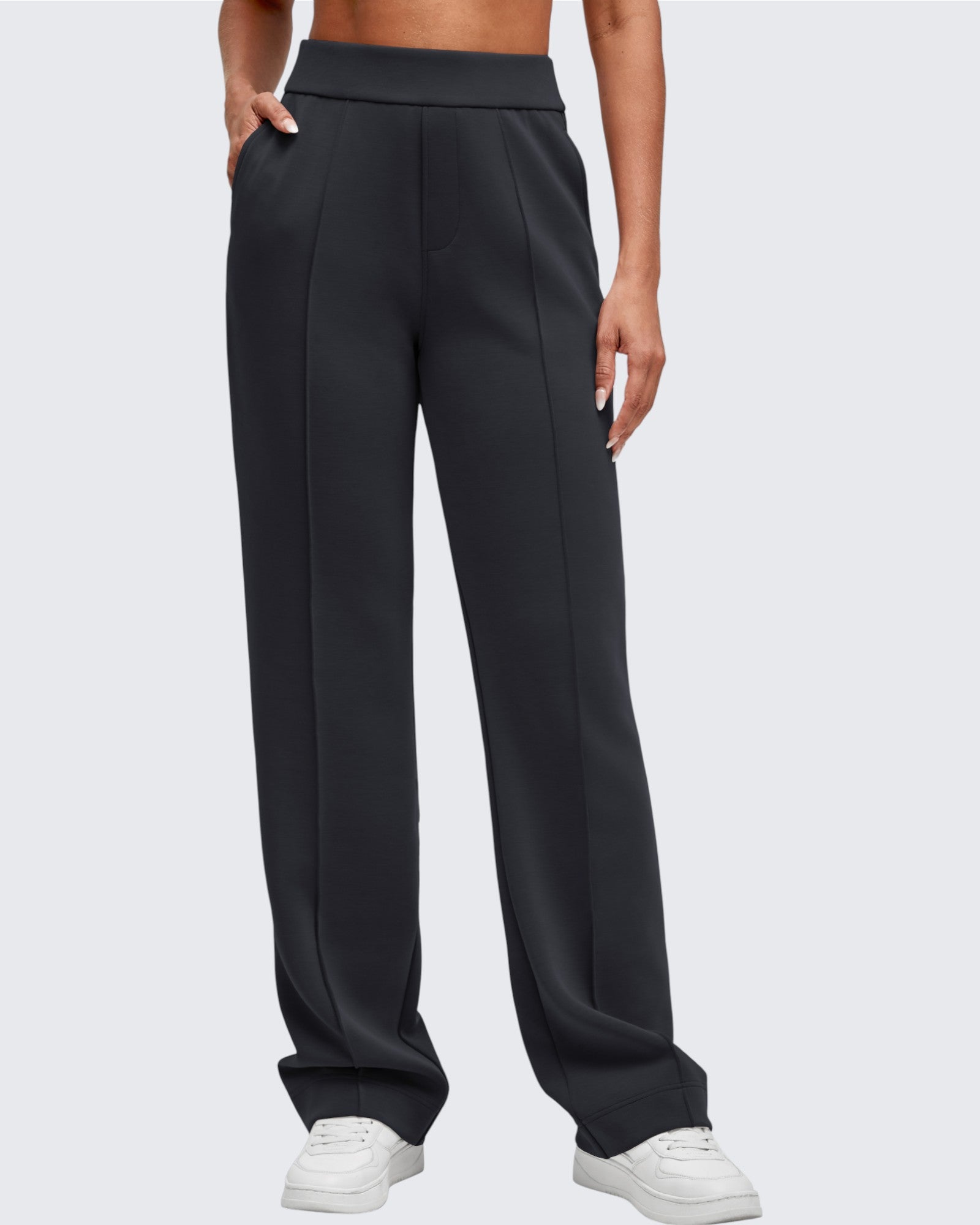 G4Free - Smoofit Straight Leg Elastic High Waist Dress Pants -GF25D584AA-S