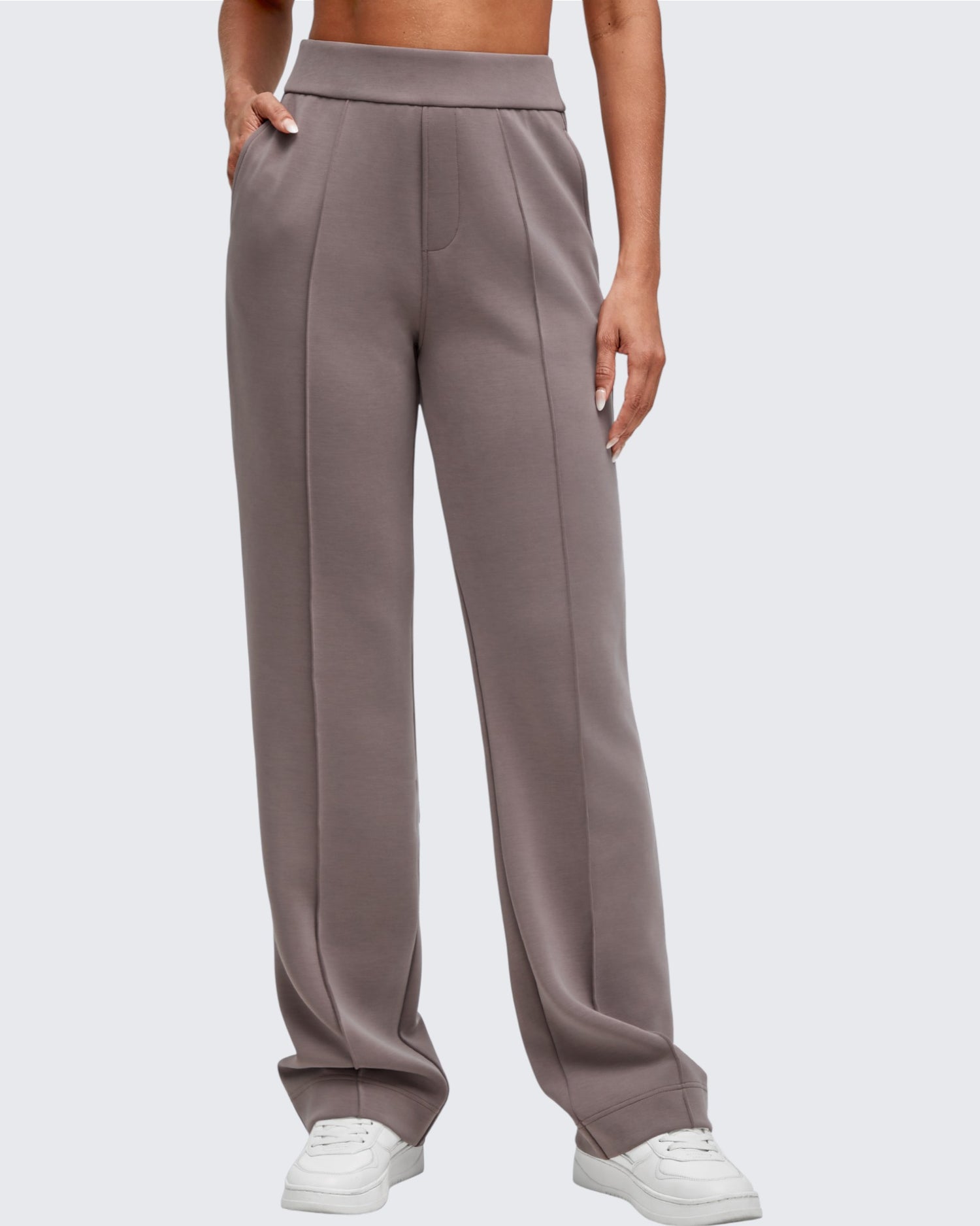 G4Free - Smoofit Straight Leg Elastic High Waist Dress Pants -GF25D584AA-S