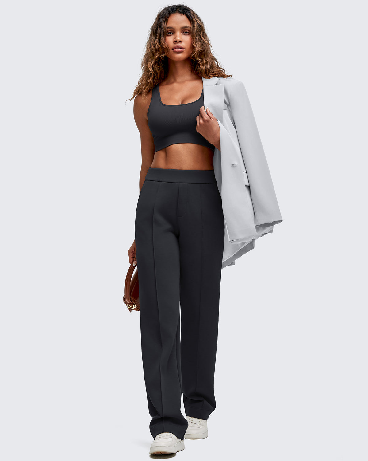 G4Free - Smoofit Straight Leg Elastic High Waist Dress Pants -GF25D584AA-S