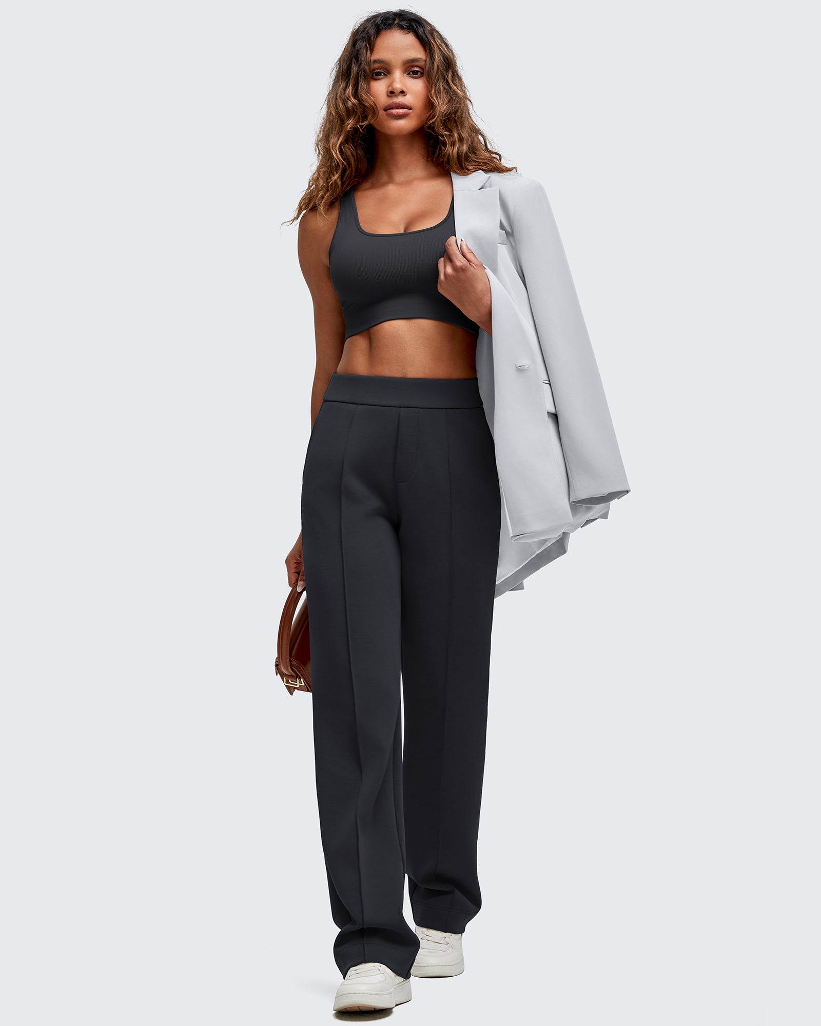G4Free - Smoofit Straight Leg Elastic High Waist Dress Pants -GF25D584AA-S