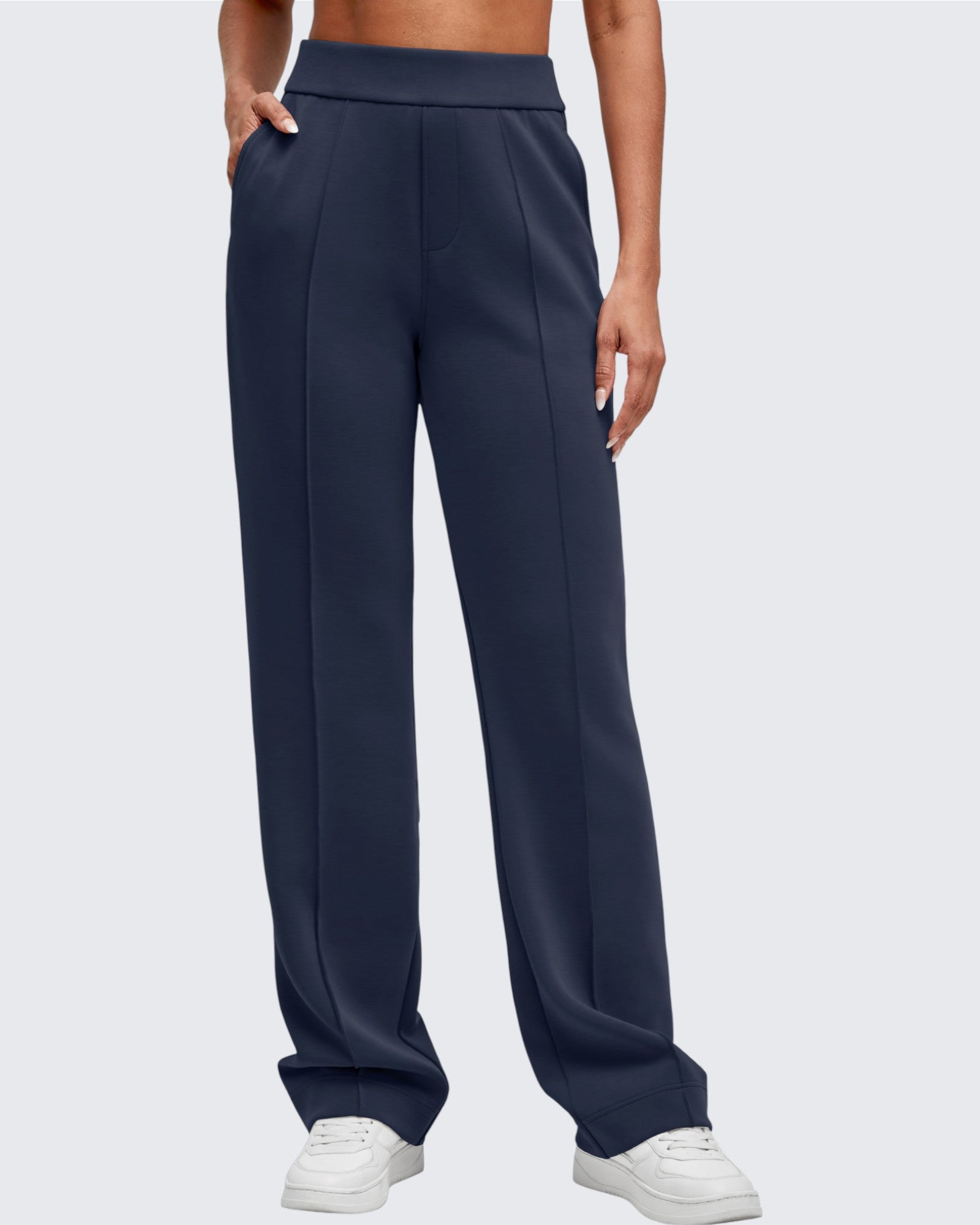 G4Free - Smoofit Straight Leg Elastic High Waist Dress Pants -GF25D584CA-S