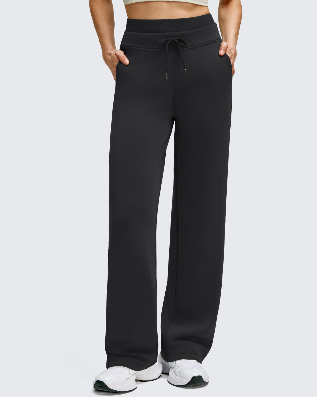G4Free - Smoofit Wide Leg Drawstring Double Layer Waist Pants -GF25J590AA-S