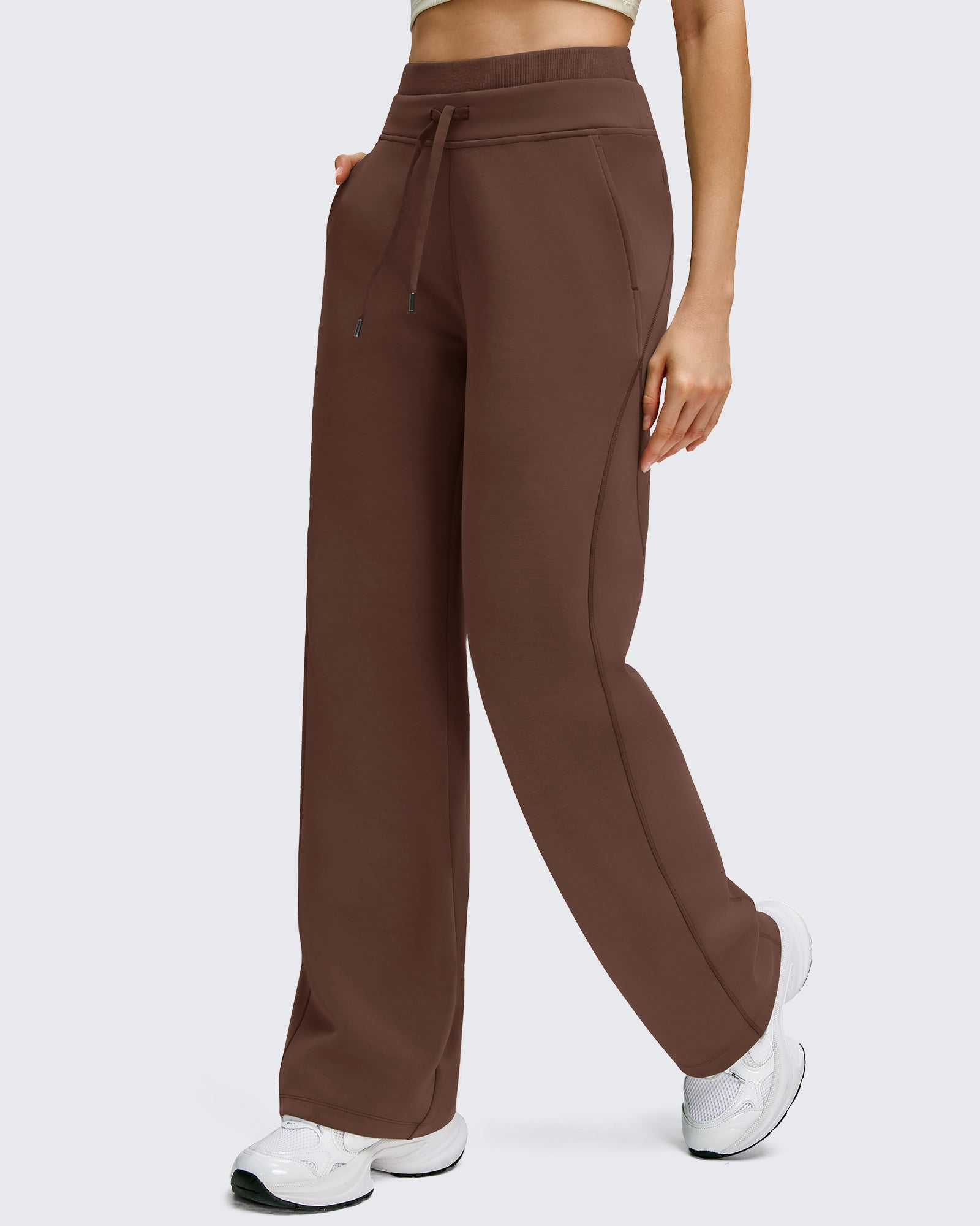 G4Free - Smoofit Wide Leg Drawstring Double Layer Waist Pants -GF25J590AA-S