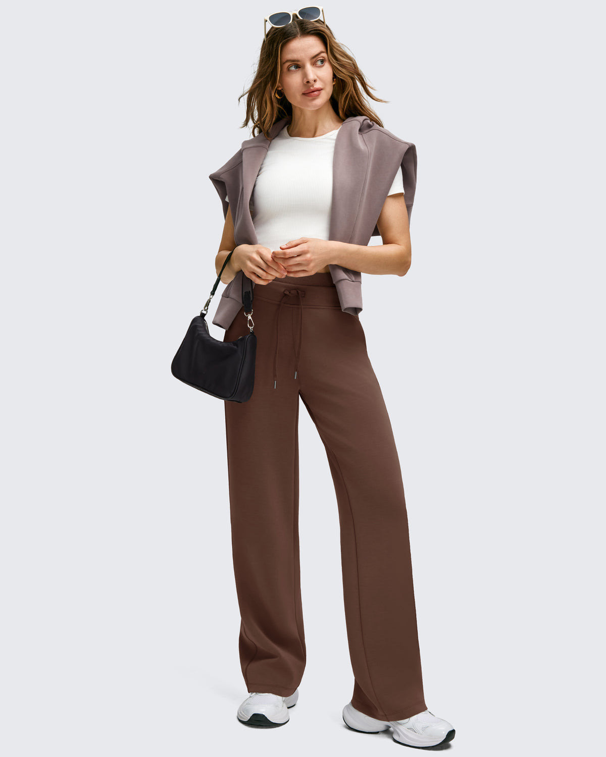 G4Free - Smoofit Wide Leg Drawstring Double Layer Waist Pants -GF25J590AA-S