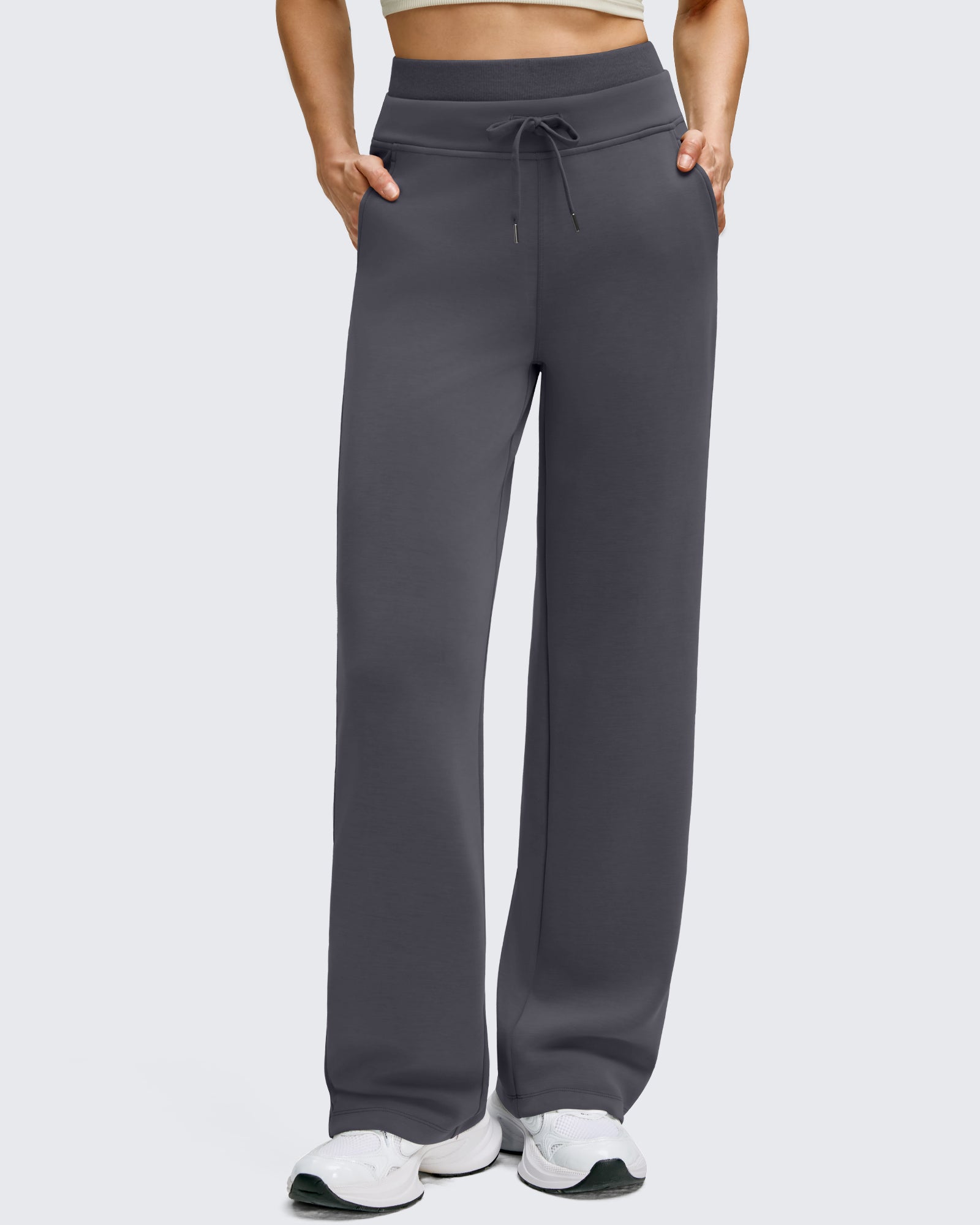 G4Free - Smoofit Wide Leg Drawstring Double Layer Waist Pants -GF25J590AA-S