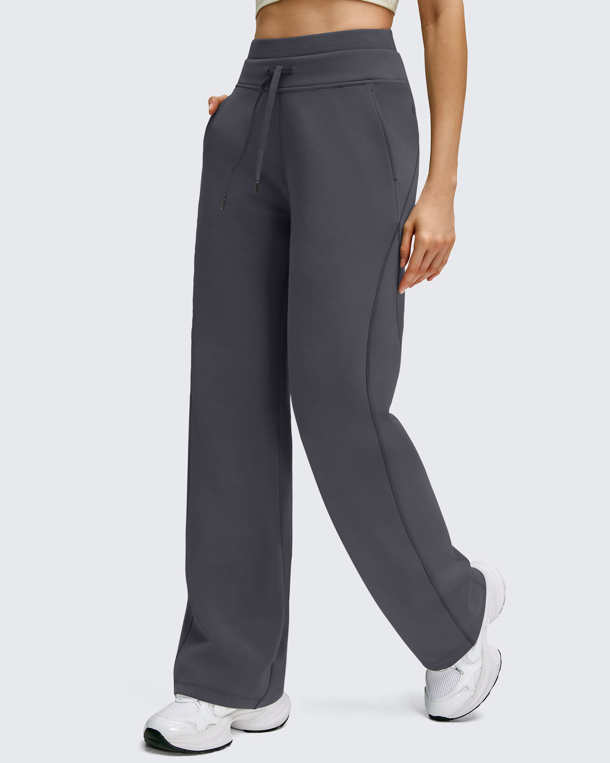 G4Free - Smoofit Wide Leg Drawstring Double Layer Waist Pants -GF25J590AA-S