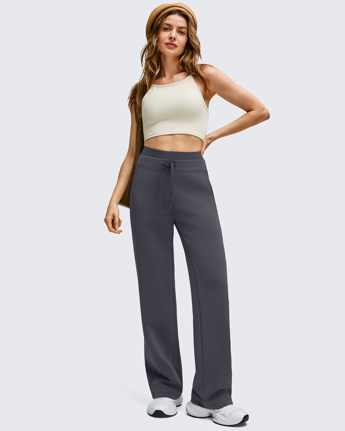 G4Free - Smoofit Wide Leg Drawstring Double Layer Waist Pants -GF25J590AA-S
