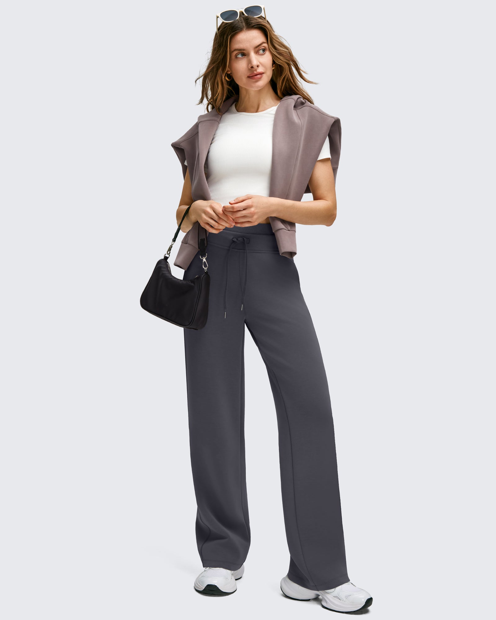 G4Free - Smoofit Wide Leg Drawstring Double Layer Waist Pants -GF25J590AA-S