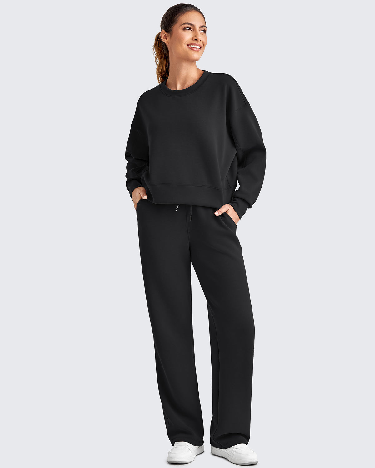 G4Free - Smoofit Wide Leg Elastic Drawstring Sweatpants -GF25J440AF-XS