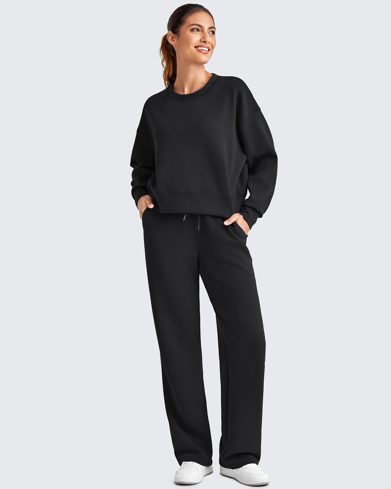 G4Free - Smoofit Wide Leg Elastic Drawstring Sweatpants -GF25J440AF-XS
