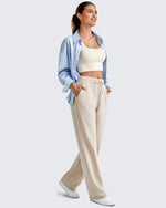 G4Free - Smoofit Wide Leg Elastic Drawstring Sweatpants -GF25J440AF-XS