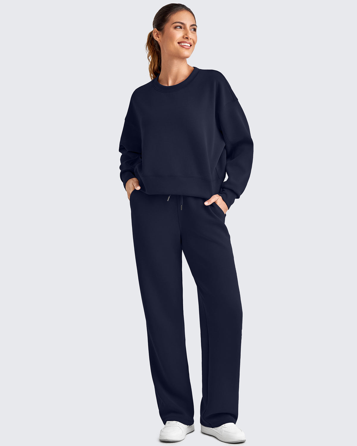 G4Free - Smoofit Wide Leg Elastic Drawstring Sweatpants -GF25J440AF-XS
