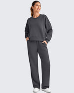 G4Free - Smoofit Wide Leg Elastic Drawstring Sweatpants -GF25J440AF-XS