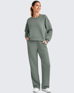 G4Free - Smoofit Wide Leg Elastic Drawstring Sweatpants -GF25J440AF-XS