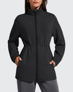 G4Free - Smoofit Zip Up Pockets Long Cinch Waist Jackets -GF25M738AA-S