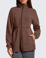 G4Free - Smoofit Zip Up Pockets Long Cinch Waist Jackets -GF25M738DA-S