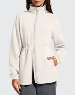 G4Free - Smoofit Zip Up Pockets Long Cinch Waist Jackets -GF25M738DA-S